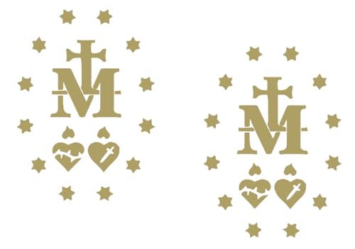 2 Pack - Miraculous Medal of Virgin Mary - Catholic Church | Car Decal Vinyl Sticker Graphics | 4 Inches Wide by 5.5 Inches Height HGC1573A.091 Gold Metallic - color: Gold Metallic, size: 4" Width by 5.5" Height