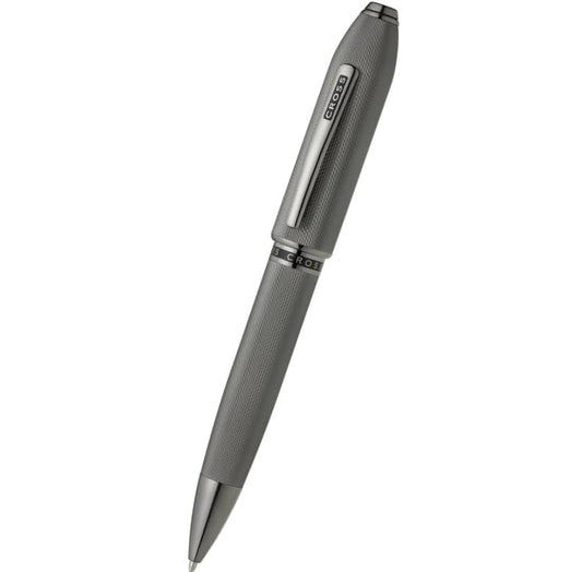 Cross Peerless™ Polished Slate Gray Engraved Diamond Pattern with Slate Gray PVD Appointments and Swarovski™ Crystal Ballpoint Pen