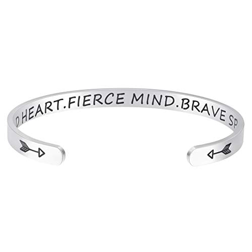 Fesciory Inspirational Bracelets for Women, Stainless Steel Cuff Bangle - color: Silver-25