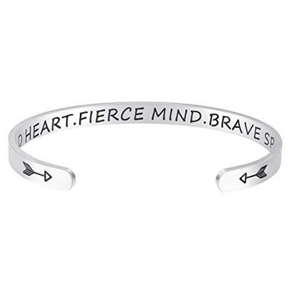Fesciory Inspirational Bracelets for Women, Stainless Steel Cuff Bangle - color: Silver-25
