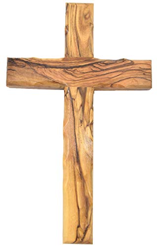 Zuluf Wall Hanging Olive Wood Cross | Hand Carved Cross | Olivewood Christian Wall Cross With Holy Land Certificate | Ideal Gift for Home Decoration, Weddings and Home Office 20cm / 7.8" CRS051 - size: 7.9"L x 4.7"W