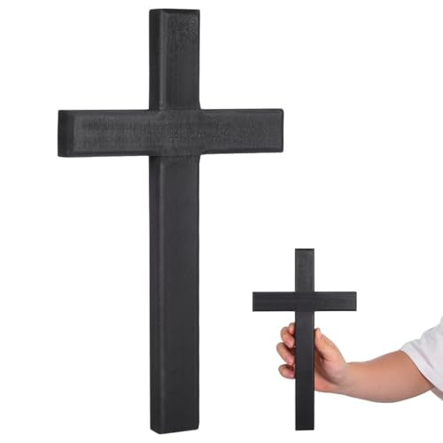 IMIKEYA Wooden Cross for Wall Decor - 11 Inch Black Crucifix Wall Cross Christian Catholic Crosses for Home Religious Faith Church