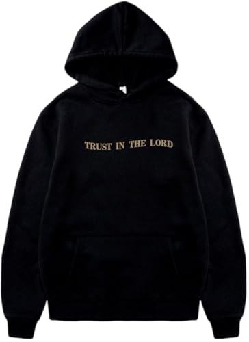 PANOZON TRUST IN THE LORD Hoodie Christian Faith Religious God Tops Man Woman Pullover Sweatshirt Y2K Longsleeve - color: 1-black, size: 3X-Large