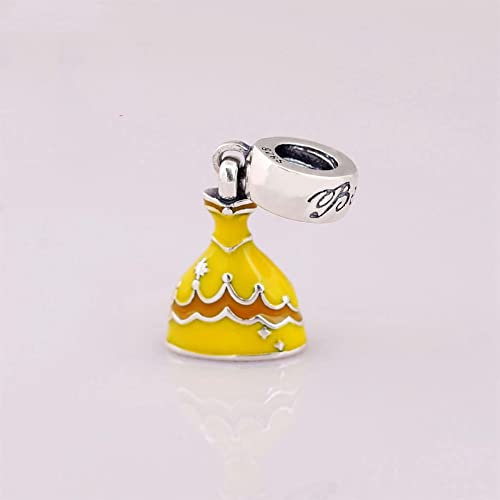Sport Religious Charm 925 Sterling Silver Pendant,Jewelry Beads Gifts for Women Bracelet&Necklace - color: Yellow Princess Dress