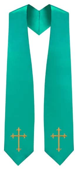 CLERKMANS Choir Stole with Crosses - color: Emerald Green