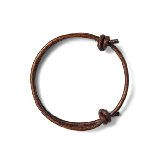 GENIQUE Real/Genuine Leather Bracelet for Men, Adjustable Mens Leather Bracelet, Leather Cord Bracelet - style: Sliding Knot Antique Brown