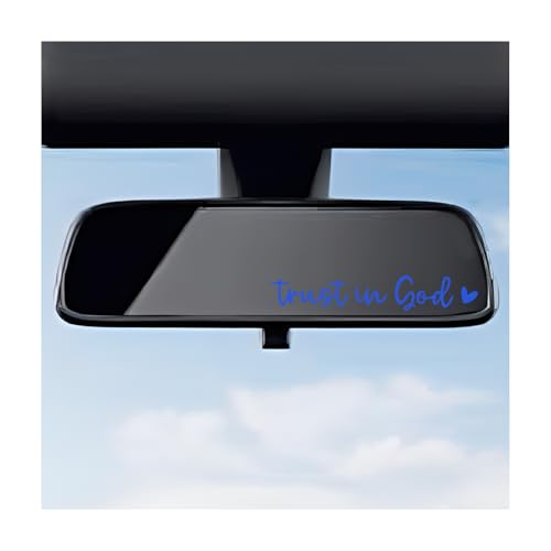 DXNQ 2PCS Trust in God Rearview Mirror Decals, Automotive Vinyl Rear View Mirror Decorative Stickers, Waterproof Trust in God Stickers for Car Truck Laptop, Car Accessories (Blue) - color: Blue, size: 2PCS