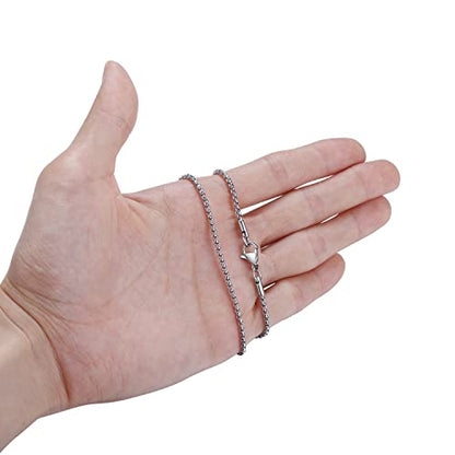 FOSIR Mens Chain Necklaces, Stainless Steel Rolo Chain Necklace for Men and Women, Silver Tone Box Chains for Men, Wide 2/3/4/5mm - size: 18.0 Inch long, style: 2mm-stainless steel