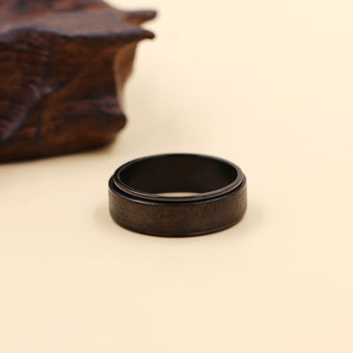 Uloveido Lord's Religious Prayer Cross Spinner Ring for Men Engraved with Bible Verse Our Father Deliver Us From The Evil - 8mm Wide Black Titanium Steel Anxiety Fidget Band Praying Rings for Christian YA4879