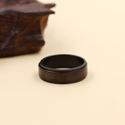 Uloveido Lord's Religious Prayer Cross Spinner Ring for Men Engraved with Bible Verse Our Father Deliver Us From The Evil - 8mm Wide Black Titanium Steel Anxiety Fidget Band Praying Rings for Christian YA4879