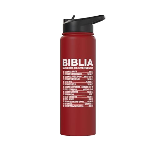 Biblia Numeros De Emergencia Christian Spanish Scripture God Stainless Steel Insulated Water Bottle - color: Red
