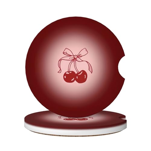 Car Coasters for Cup Holder 2 Pack - Cherry Bow Tie - color: Cherry Bow Tie
