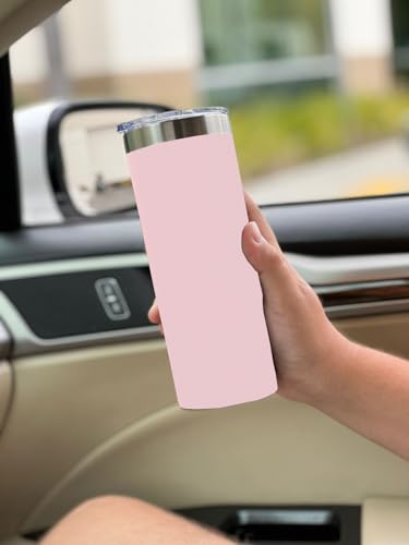 LaserGram Personalized 22oz Skinny Tumbler, Christian Cross (Pink) - color: Pink