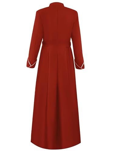 Womens Medieval Anglican Clergy Robe Cassock Priest Coat Pulpit Robe for Church Minister Altar Server Vestments - color: Red, size: Medium