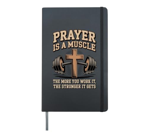 Prayer Is Muscle Jesus Bible Christian Workout Weightlifter Hardcover Journal, Black