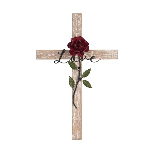 NIKKY HOME Wedding Cross, Wooden Wall Cross with Rose Love - color: Love