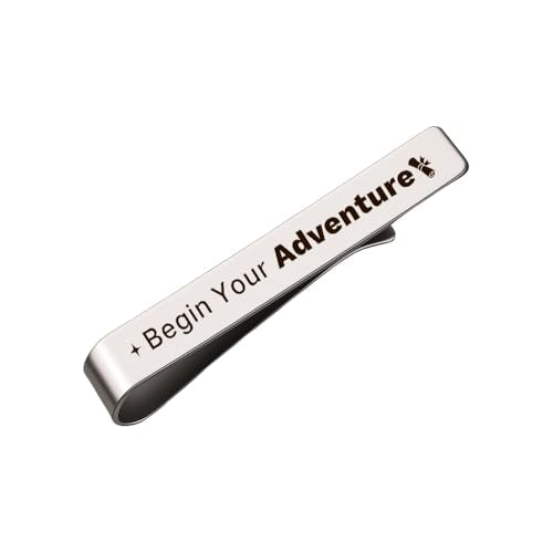 Novelty Mens Tie Clip for Wedding Graduation Gift for Him Son Grandson Birthday Christmas Gift Tie Clips for Dentist Pilot - style: begin your adventure