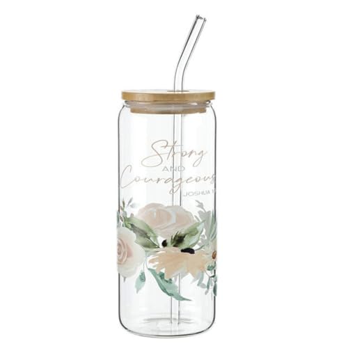 Faithworks Glass Water Tumbler - Christian Drinking Glass with Bamboo Lid and Straw, 24-Ounce, Strong - color: Strong