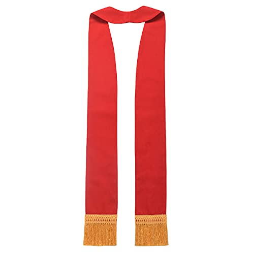 BLESSUME Church Clergy Pastor Cross Embroidered Stole - color: Red 2