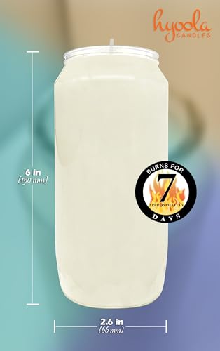 Hyoola 7 Day White Prayer Candles, 6 Pack - 6" Tall Pillar Candles for Religious, Memorial, Party Decor, Vigil and Emergency Use - Vegetable Oil Wax in Plastic Jar Container - size: 6 Pack