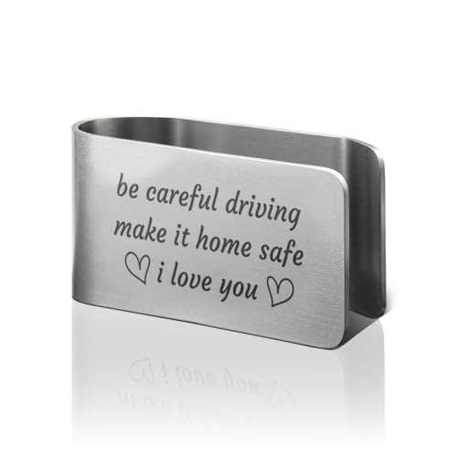 Be Careful Driving Car Visor Clip, Safe Driving Reminder Visor Clip - color: Silver08
