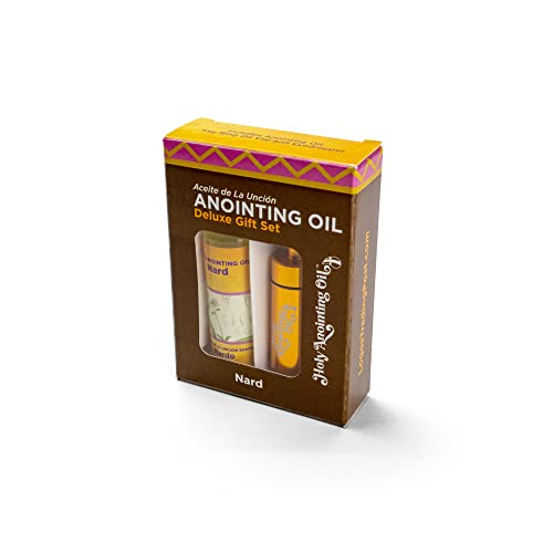 Nard Anointing Oil from Israel Boxed Gift Set with Dispenser, Holy Jerusalem Oil & Gold Metal Keychain Bottle Container, Plastic Dropper & Small Glass Vial, Aceite Ungido y Botella - color: Gold, style: Nard