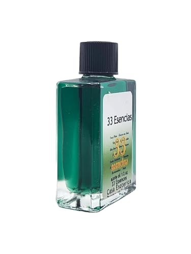 33 Essences Oil (33 Esencias Aceite) Spiritual Candle Anointing Oil by CASA ESOTERICA MAGICK SPACE 0.5 FL OZ (1 Pack)