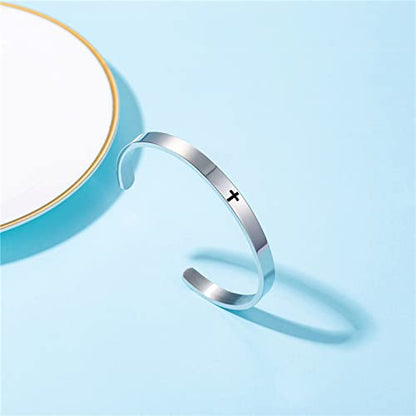 MUERDOU Inspirational Cuff Bracelet Bangle for Women Christian Bible Verse Bracelet Prayer Faith Religious Stainless Steel Bangle Gifts for Her - style: I can do all things