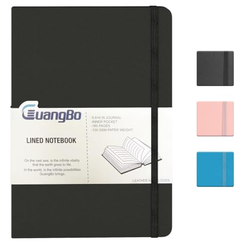 Lined Journal Notebook for Work with 160 Pages, 5.6" x 8" Hardcover Notebooks Journals Medium Size for Writing Women Men