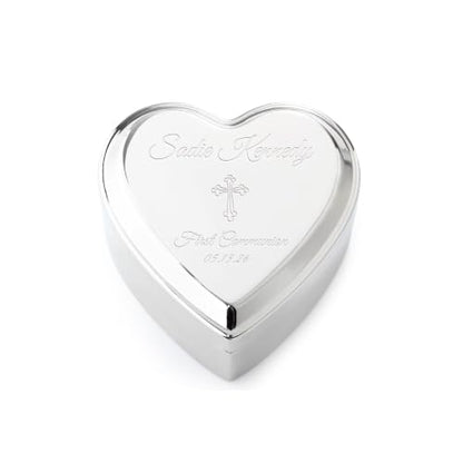 Cherished Moments Personalized First Communion Jewelry Box, Heart Keepsake - color: Silver-Communion