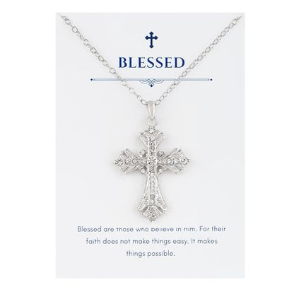 Alilang Silvery Tone Celtic Cross Pendant Necklace with Religious Message Card & Envelope Christian Jewelry - style: Blessed