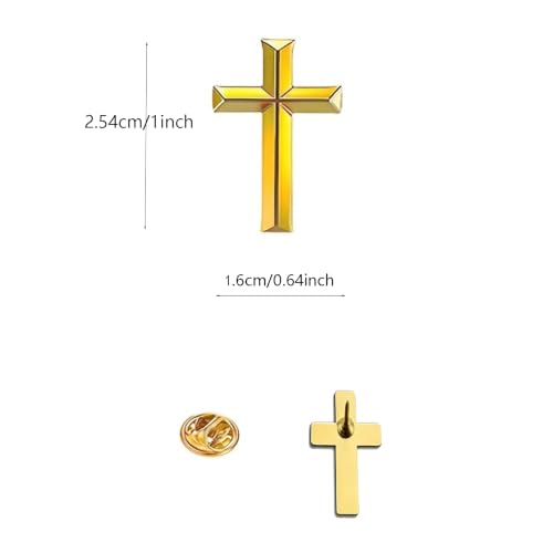 10/50/100 Pack Metal Cross Lapel Pins, Gold & Black Christian Brooch - color: Polished Gold