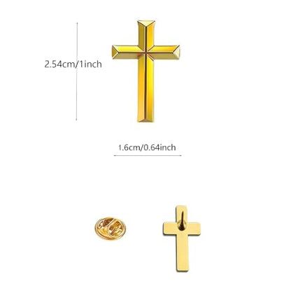 10/50/100 Pack Metal Cross Lapel Pins, Gold & Black Christian Brooch - color: Polished Gold