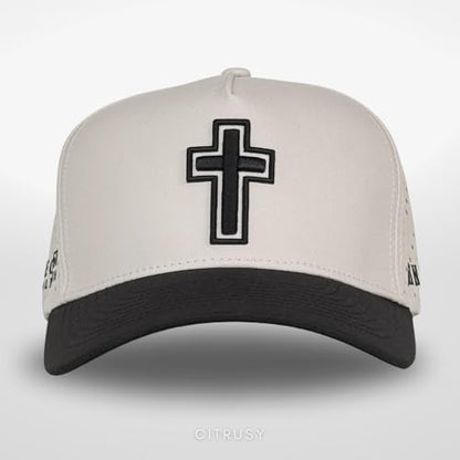 CITRUSY Athletic Trucker Golf Hat | Performance Mens 5 Panel Cap | Cool Breathable Waterproof Workout Running Snapback - color: Cross | Black