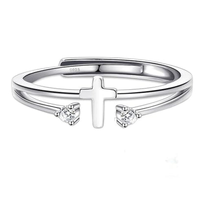 Sterling Silver Cross Ring To My Daughter Cross Rings For Women Sterling Silver Cubic Zirconia Adjustable Thumb Rings For Women Christian Pray Rings