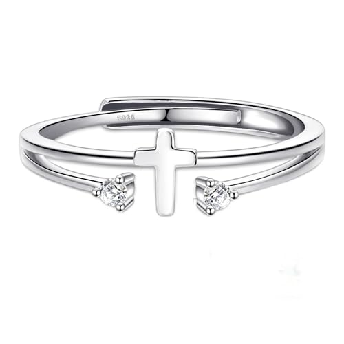 Sterling Silver Cross Ring To My Daughter Cross Rings For Women Sterling Silver Cubic Zirconia Adjustable Thumb Rings For Women Christian Pray Rings