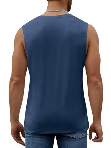 Men's Cotton Graphic Tank Tops Jesus Cross Believe Printed Faith Christian Shirts - color: Navy Blue, size: Large