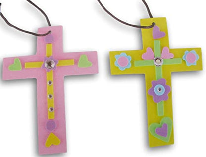 Easter Cross Necklace Foam Art Craft Kit for Sunday School, VBS, Classroom - Makes 24