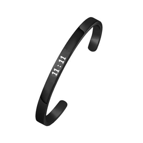 11 : 11 Cuff Angel Numbers Bracelet Make A Wish Gift for Women - color: Black