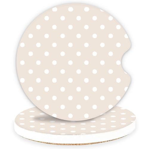 Car Coasters for Cup Holders, 2 Pack Absorbent Ceramic Cup Holder Coasters for Car, Car Cup Coasters with Stylish Design, Cute Car Accessories for Women Interior, Universal Fit (Beige) - color: Beige
