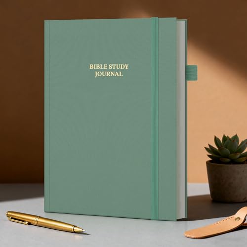 Bible Study Journal & Notebook for Women and Men, 7.1" x 10.4" - color: Dark Green, size: B5 ( 7" x 10.2" )