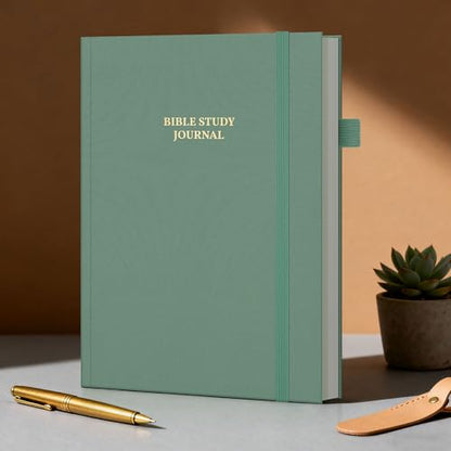 Bible Study Journal & Notebook for Women and Men, 7.1" x 10.4" - color: Dark Green, size: B5 ( 7" x 10.2" )