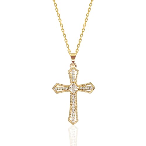 Exquisite Stainless Steel Cross Necklaces,A Perfect Blend of Gothic Style and Christian Faith, Suitable for Men and Women, Fashionable Accessories, Hypoallergenic Material - color: Rhinestone