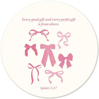 Pink Bow Christian Round Mouse Pad, Pink Bible Verse Mousepad - color: Bow