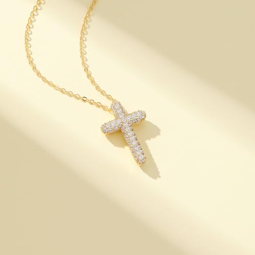 Baptism Cross Necklace for Women,First Communion Cross Necklaces Jewelry Gifts for Women - color: Crystal Bubble-G