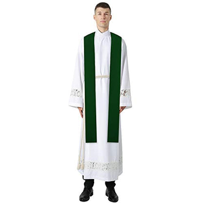 IvyRobes Unisex Adults Overlay Plain Clergy Stole 94"-4 Colors Available - color: Forest