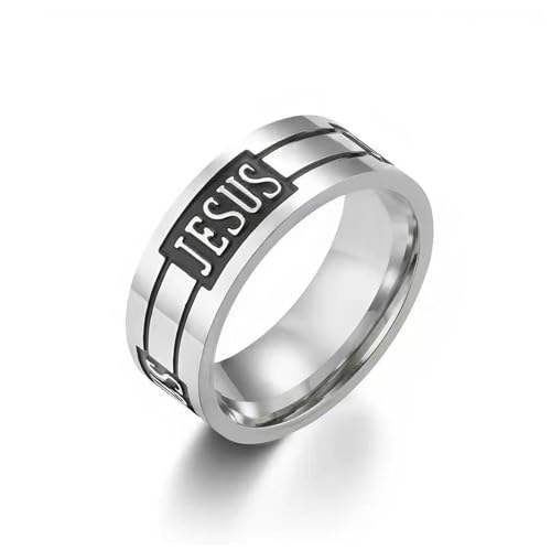 Retro Minimalist Cross Ring 8mm Stainless Steel Black Oxidation Corrosion Ring Anti Tarnish Classic Band Ring Fashion Jewelry for Men Women,Size Available - style: Dual line