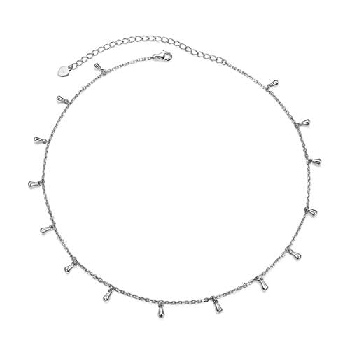DAOCHONG Women S925 Sterling Silver Disc Statement Choker Necklace - style: Teardrop