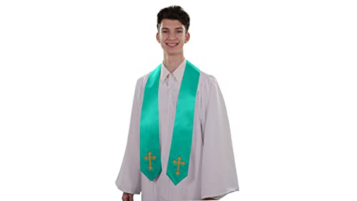 CLERKMANS Choir Stole with Crosses - color: Emerald Green