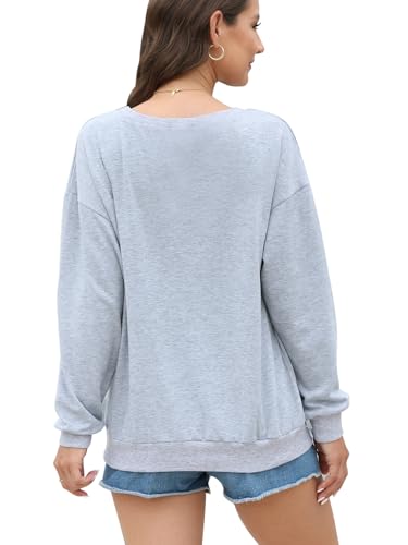 Women’s Christian Sweatshirts,Faith Hope Love Daisy Print Crewneck Long Sleeve Casual Loose Fit Sweatshirt - color: # Light Grey, size: Medium